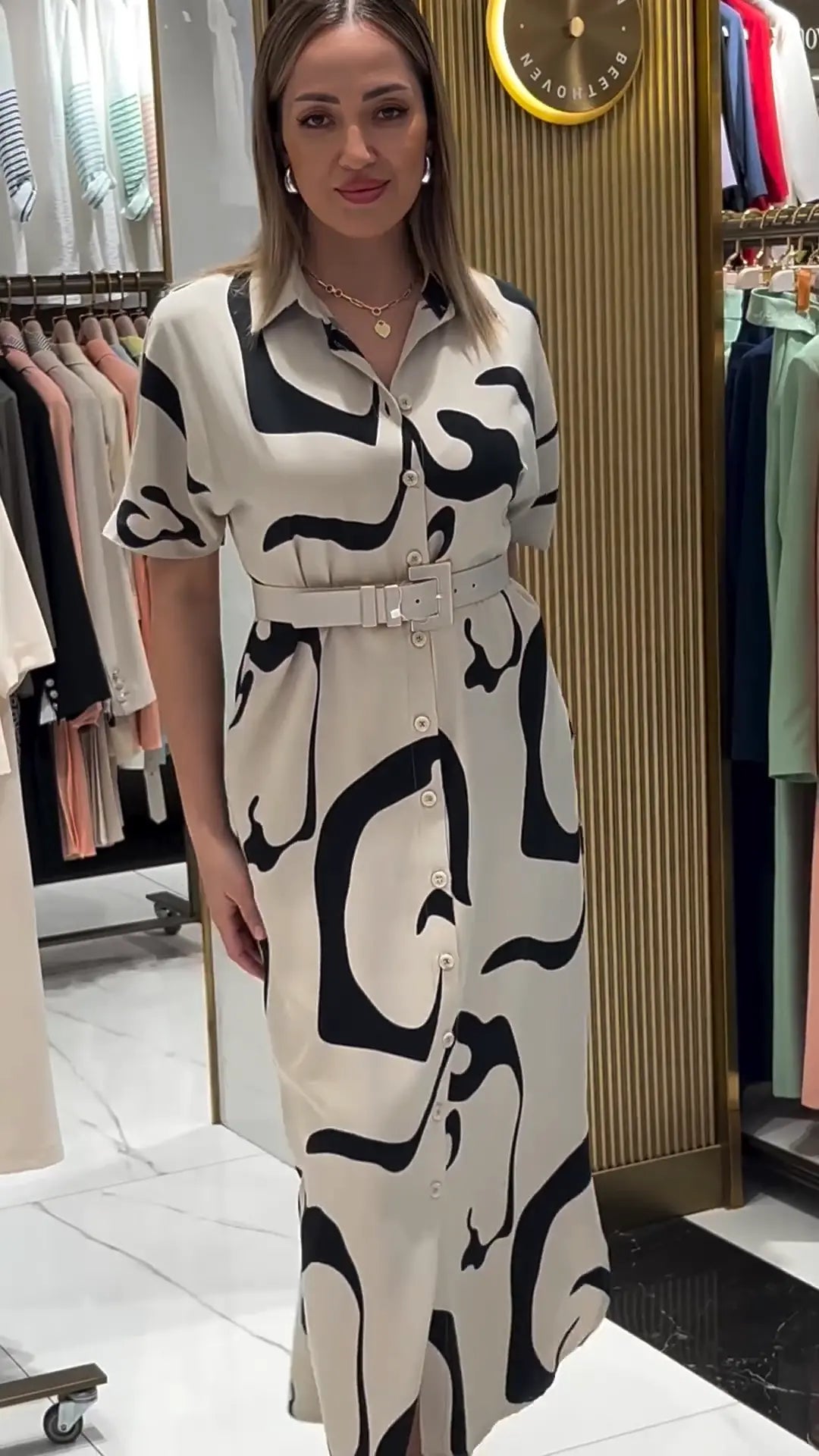 Sophie - Robe Chemise Longue Imprimée