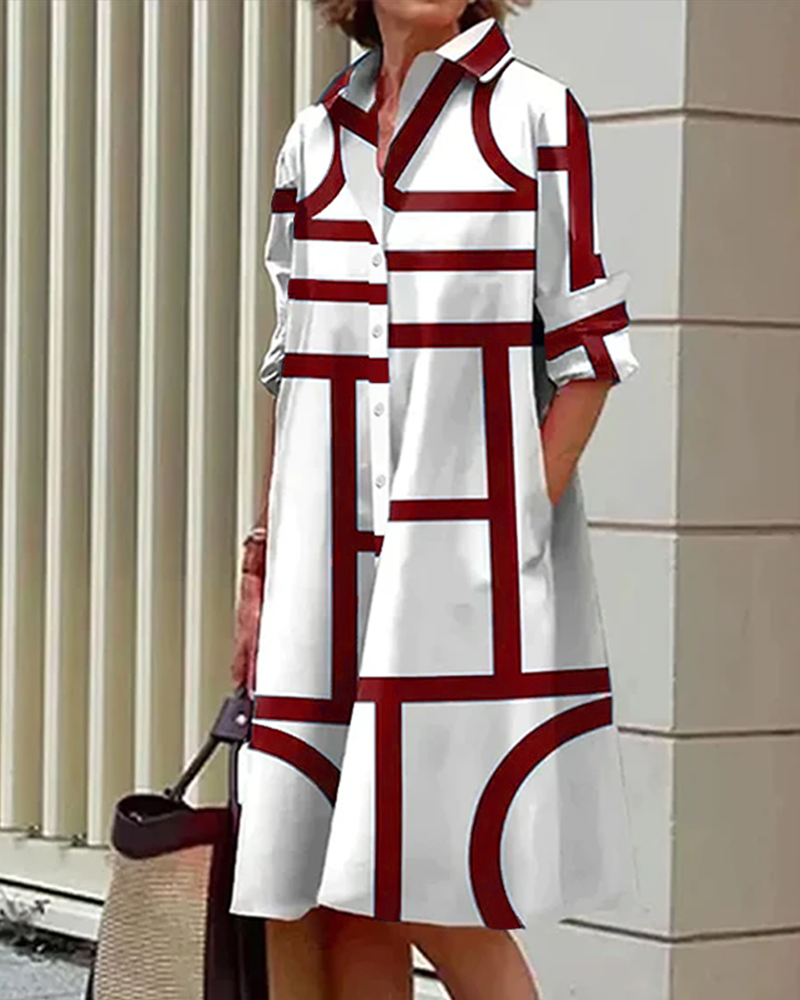 Cléophée - Robe Avec Poches Et Imprimé Géométrique Moderne Et Tendance