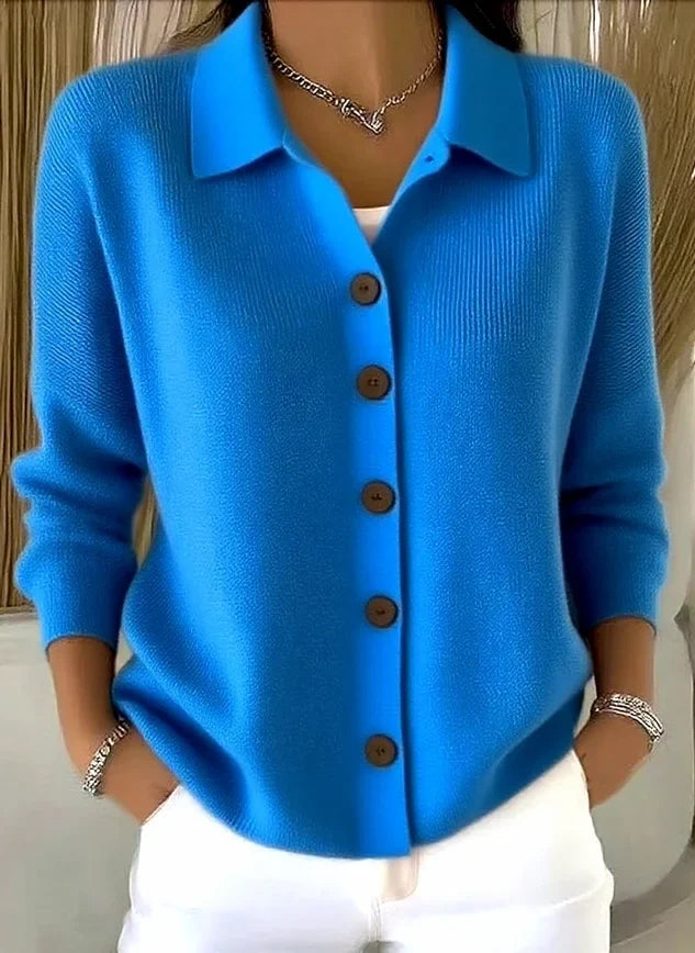 Céline | Cardigan Élégant Col Polo Boutonné
