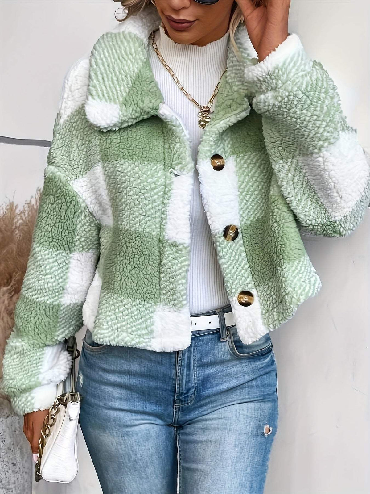 Priya - Manteau Chic Vichy Sherpa