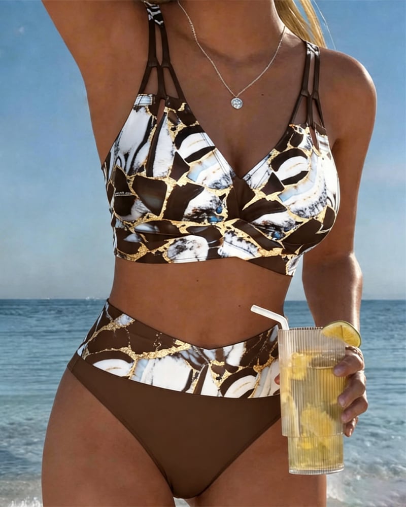 Inès - Bikini Taille Haute Sexy Imprimé