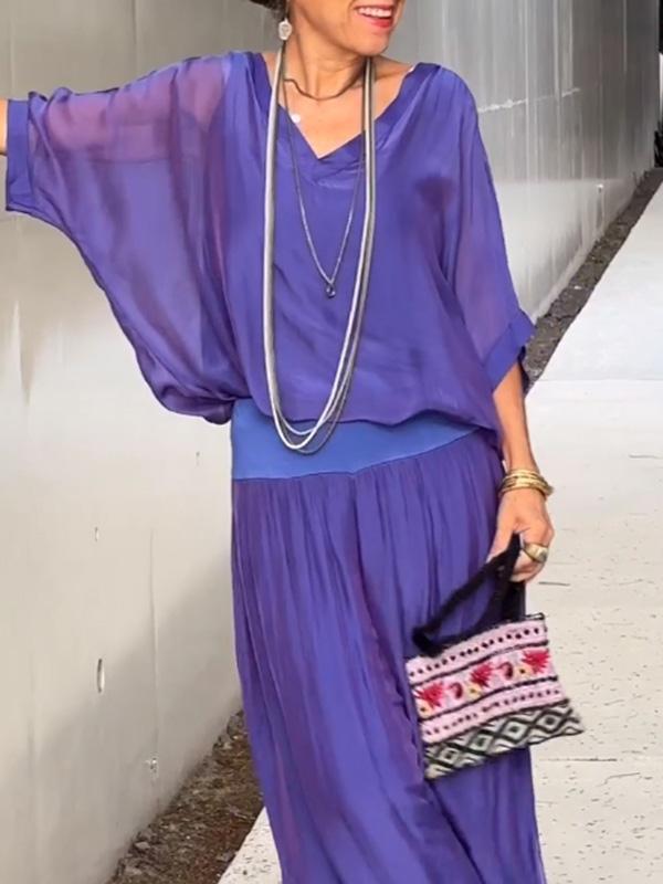 Clara - Ensemble Élégant Avec Pantalon En Chiffon Large