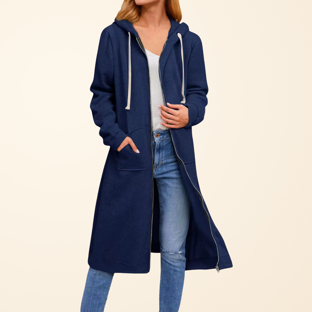 Sophie - Cardigan Chic Long Zippé à Capuche