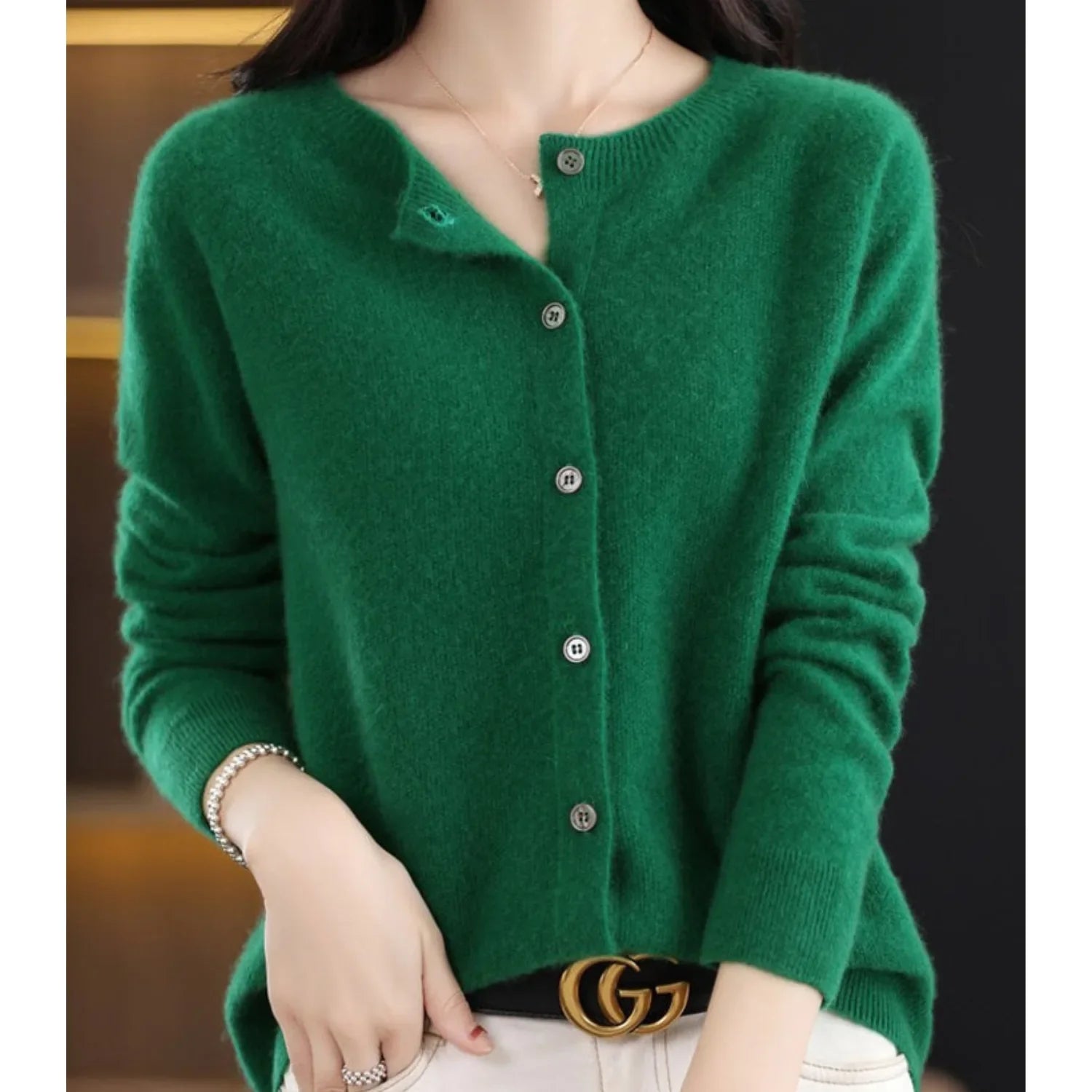 Céline - Gilet Élégant Boutonné Col Rond