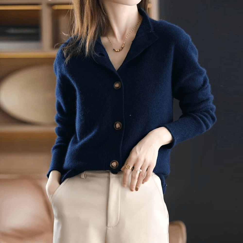 Émilie - Gilet Raffiné Cachemire Boutonné
