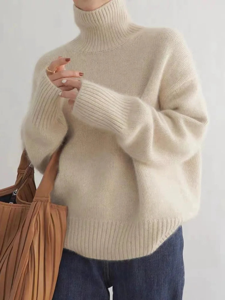 Catherine | Pull Élégant Cachemire Col Roulé