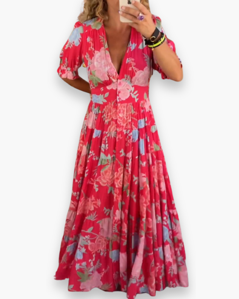 Robe boho maxi imprimée pour femme | Ample et élégante