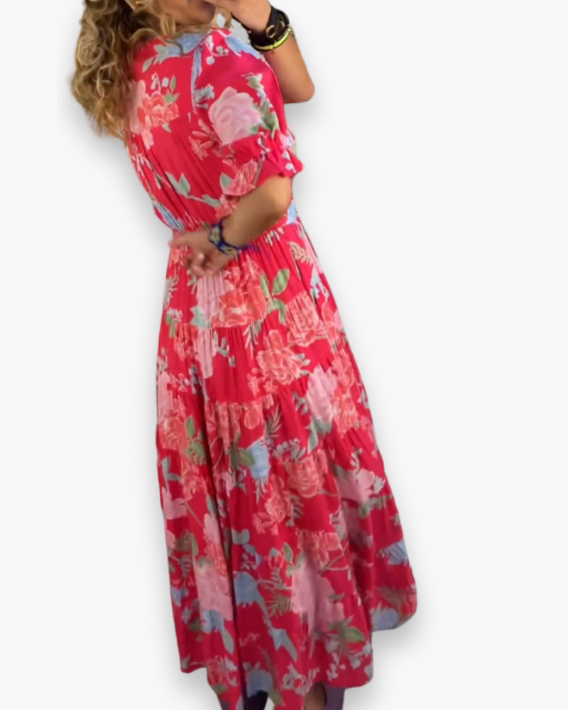 Robe boho maxi imprimée pour femme | Ample et élégante