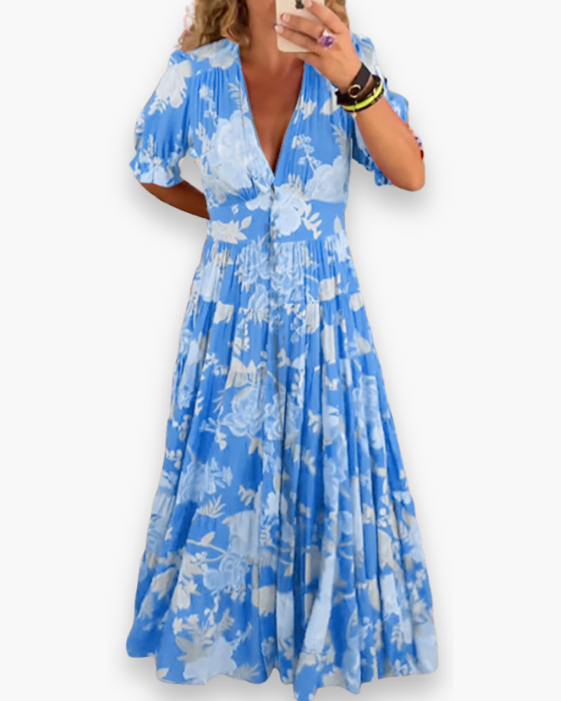 Robe boho maxi imprimée pour femme | Ample et élégante