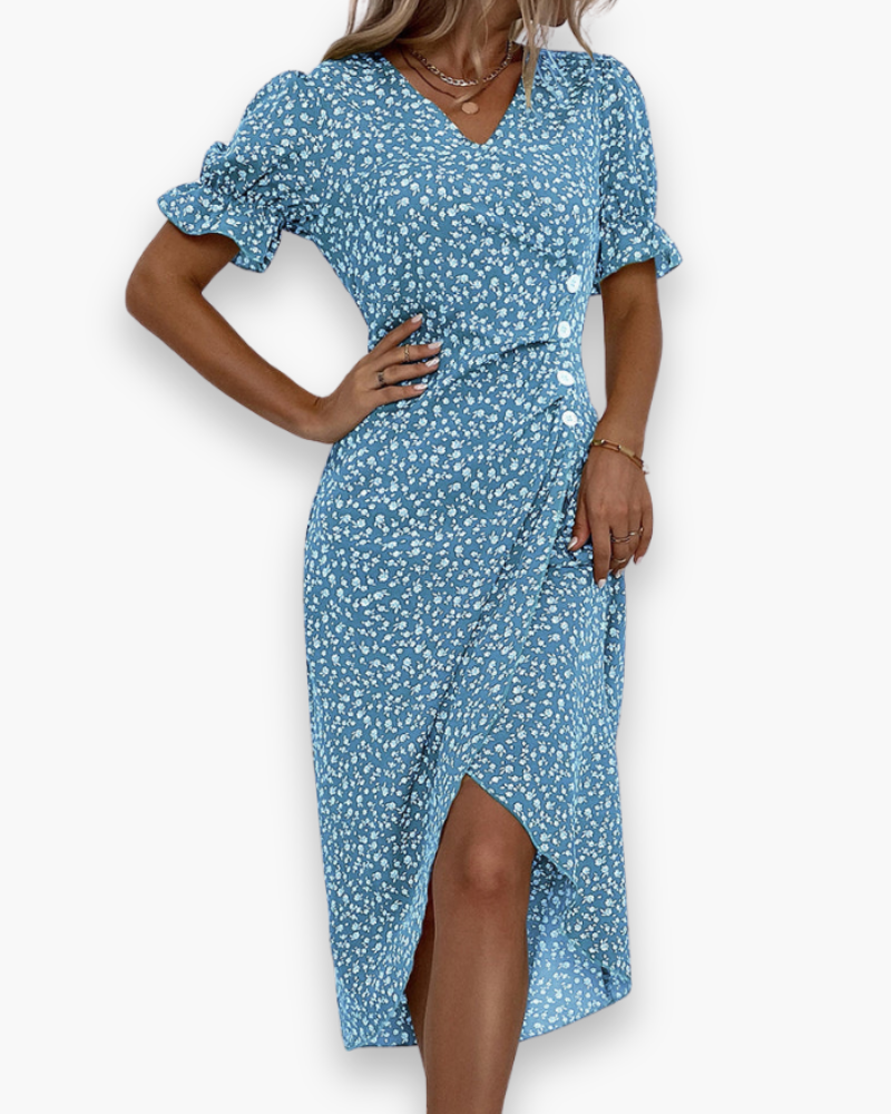 Robe droite midi à col V pour femme | Légère et flatteuse