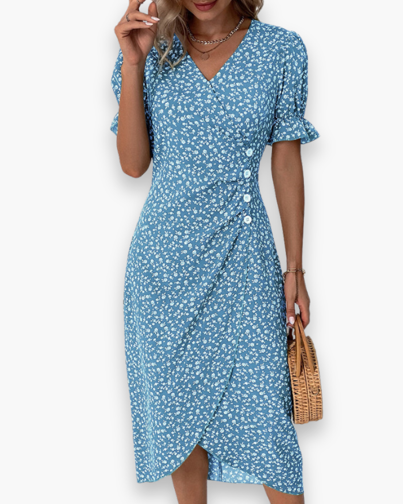 Robe droite midi à col V pour femme | Légère et flatteuse