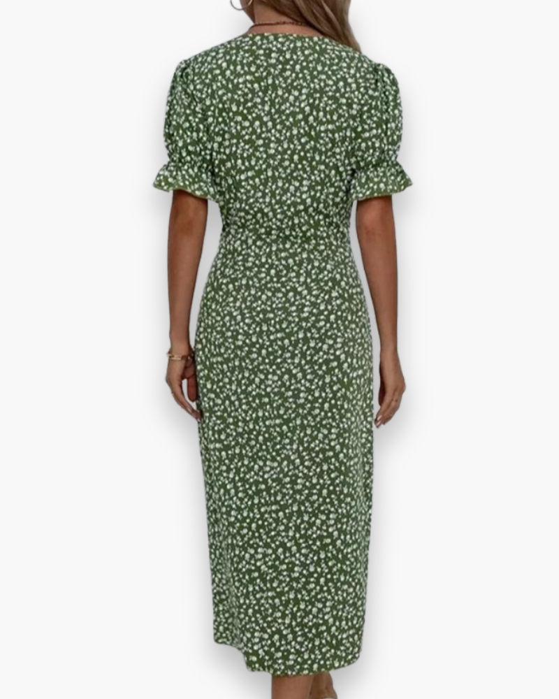 Robe droite midi à col V pour femme | Légère et flatteuse