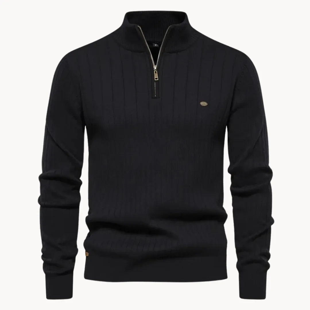 Marc - Pull Élégant Côtelé Zippé