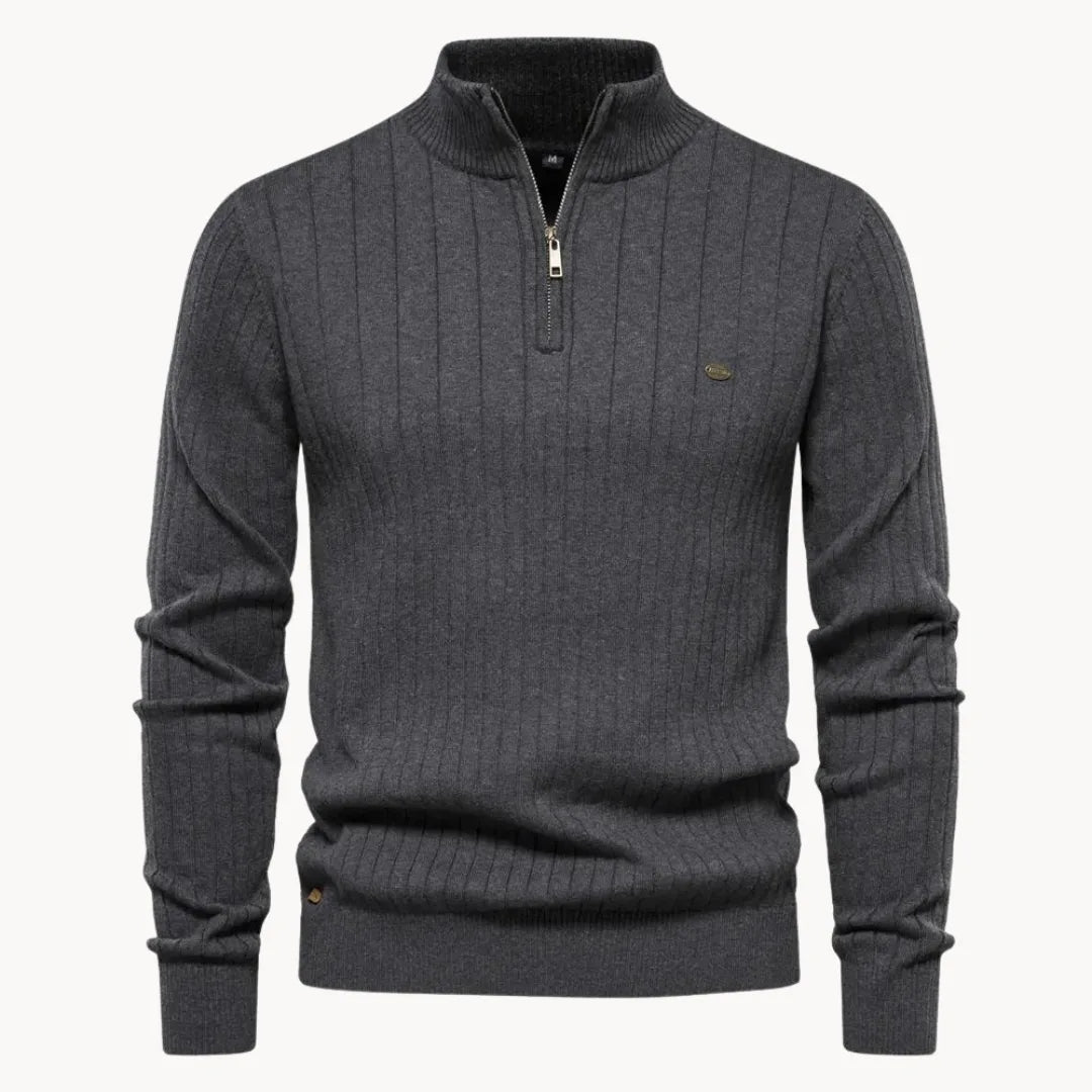 Marc - Pull Élégant Côtelé Zippé