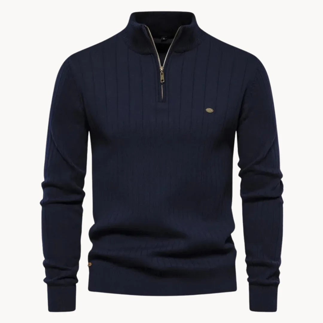 Marc - Pull Élégant Côtelé Zippé