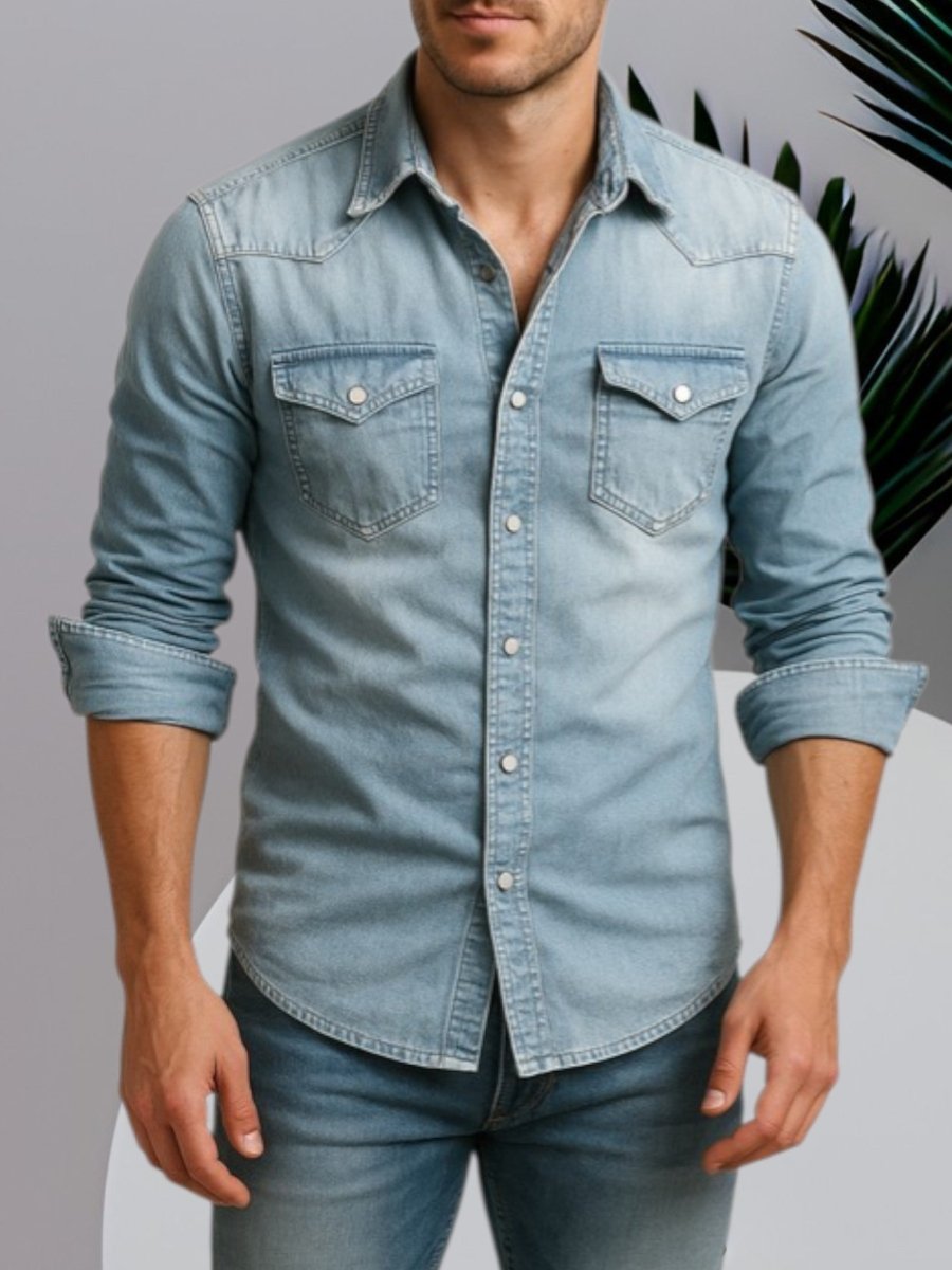 Vincent - Chemise Denim Stylée Manches Longues Homme