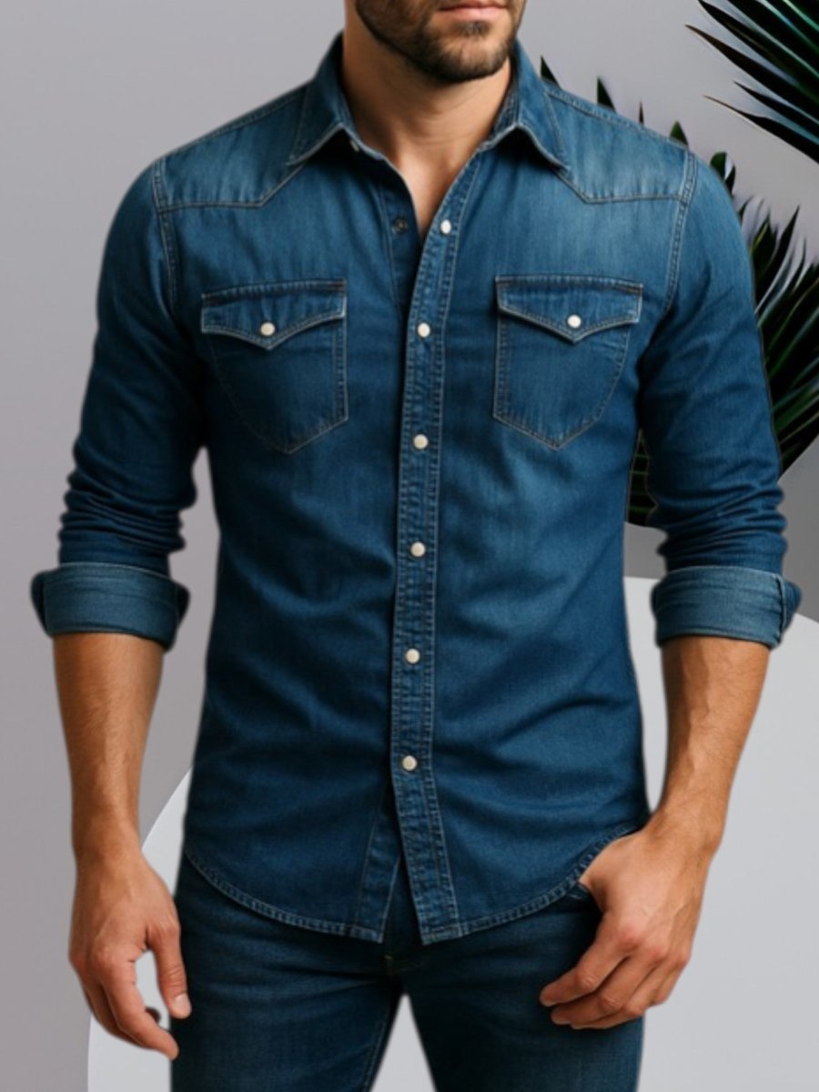 Vincent - Chemise Denim Stylée Manches Longues Homme