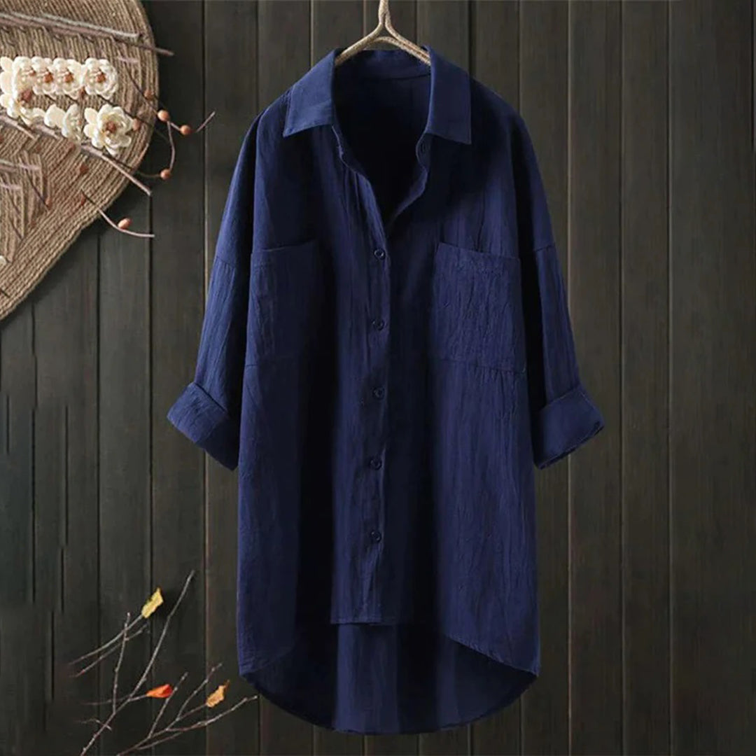 Isabelle - Chemise en Lin Longue Oversized Élégante Femme
