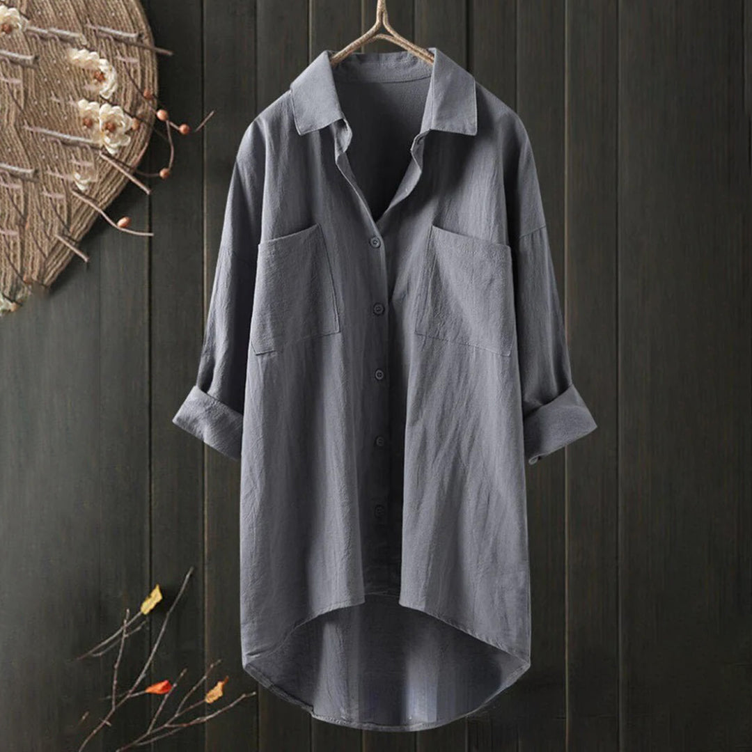 Isabelle - Chemise en Lin Longue Oversized Élégante Femme