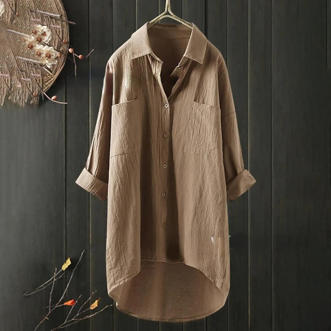 Isabelle - Chemise en Lin Longue Oversized Élégante Femme