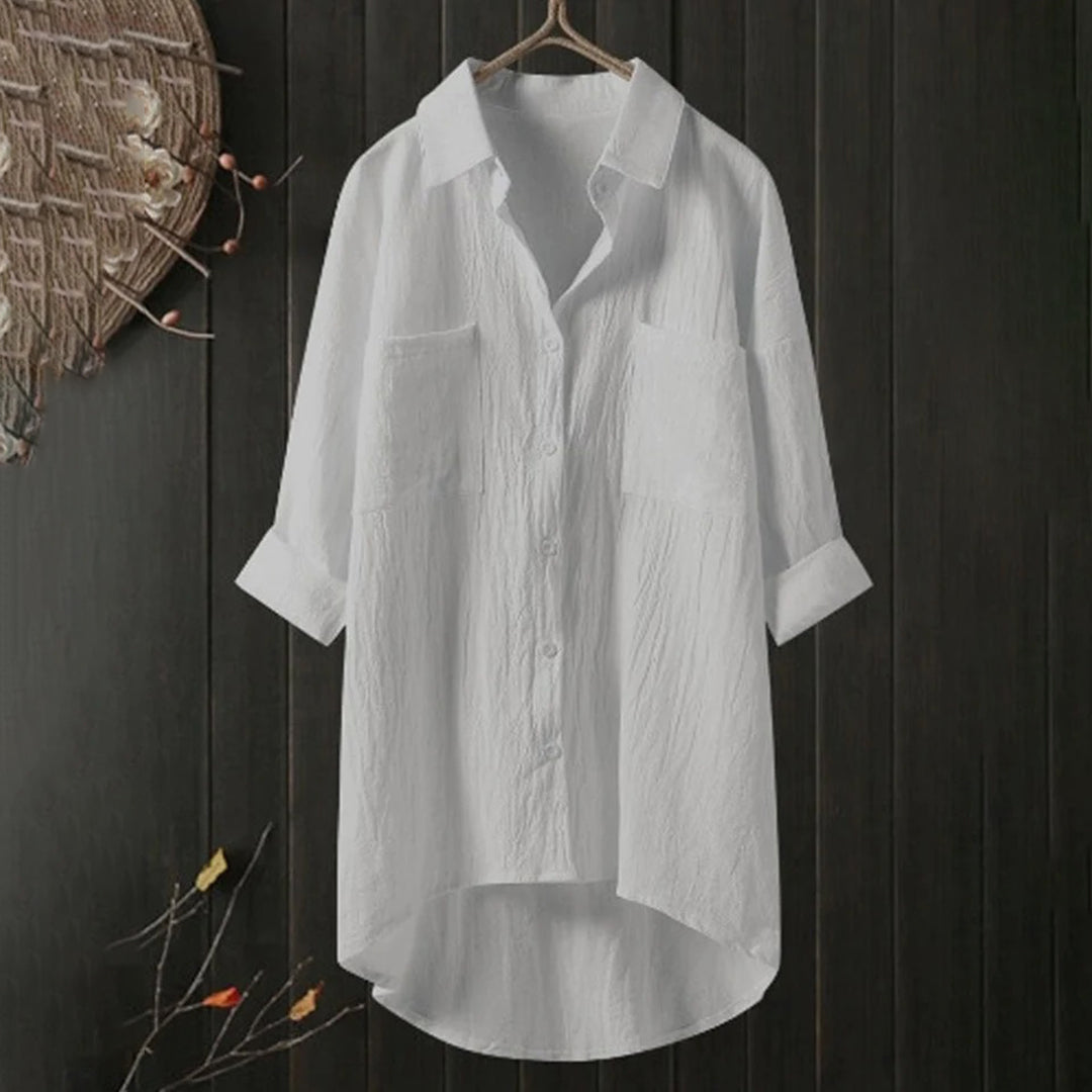 Isabelle - Chemise en Lin Longue Oversized Élégante Femme