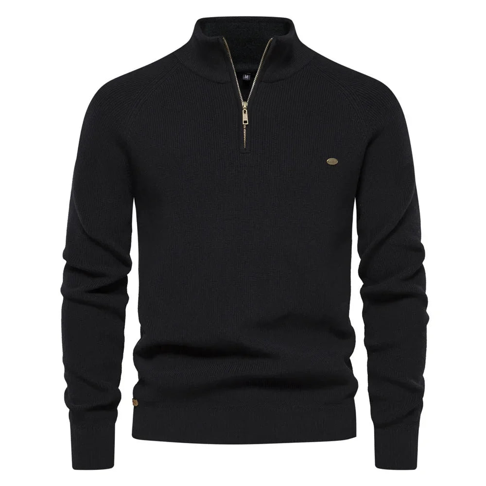 Christophe - Pull Élégant Col Montant Demi-Zippé