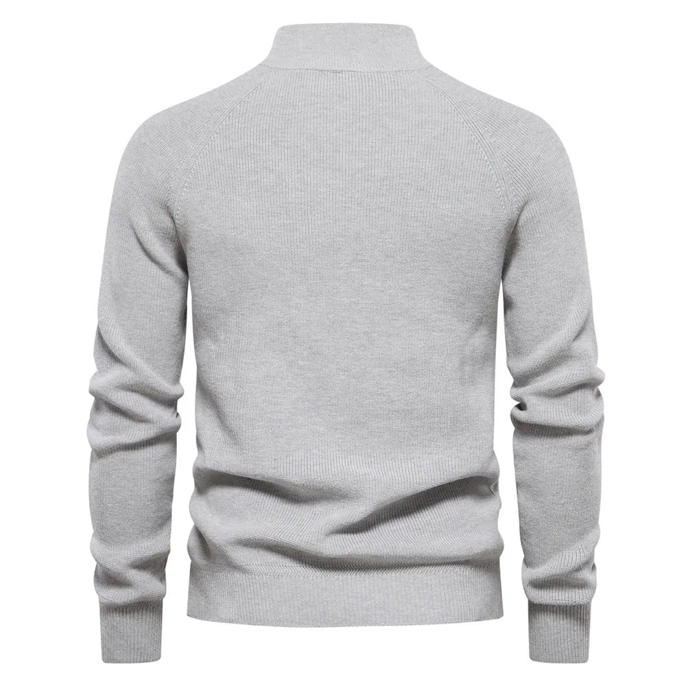 Christophe - Pull Élégant Col Montant Demi-Zippé