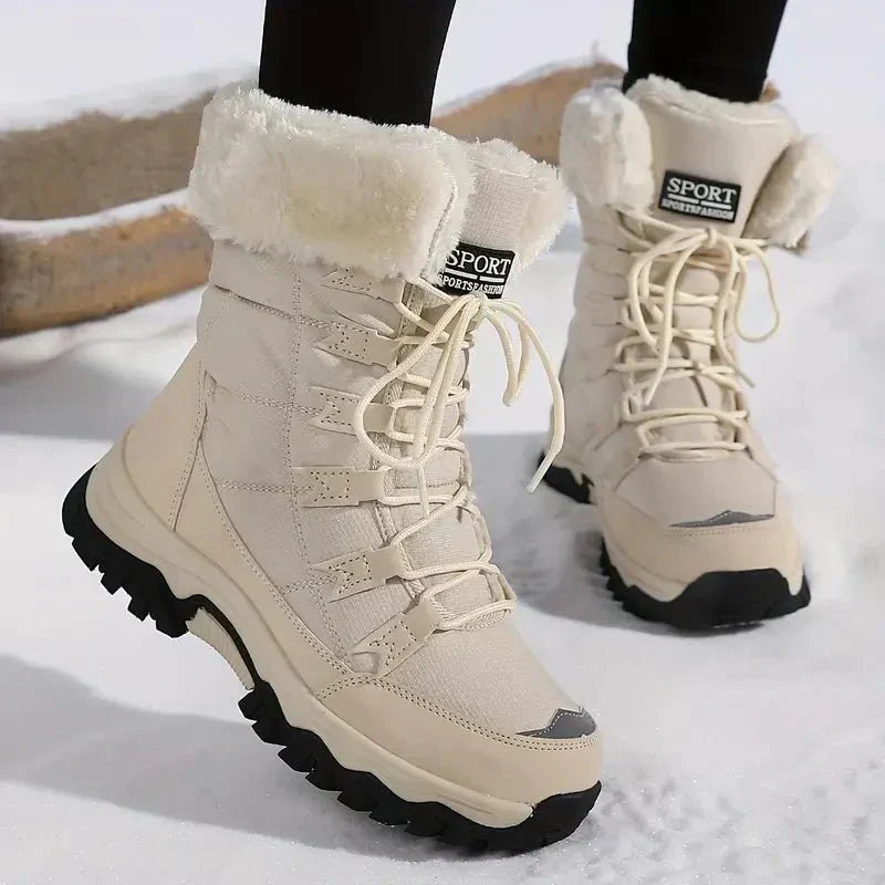 Virginie | Bottes de Neige Élégantes Montantes à Lacets