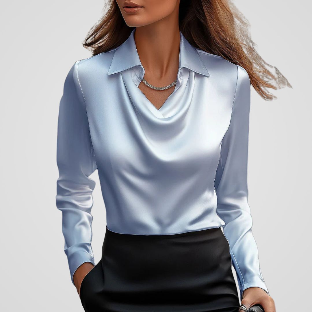 Chemise Femme En Satin Manches Longues - Coralie