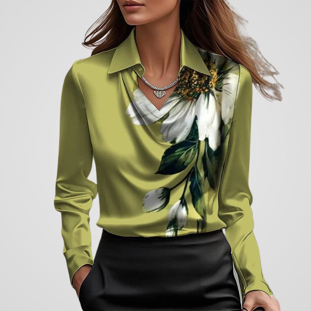 Chemise Femme En Satin Manches Longues - Coralie