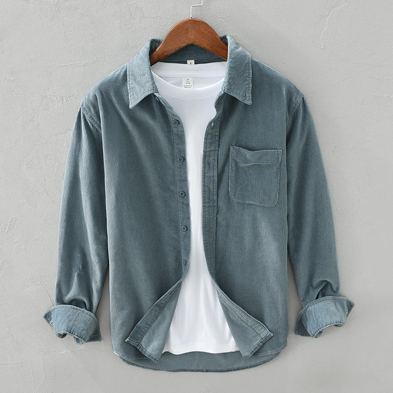 Nicolas – Chemise velours côtelé homme d’hiver style rétro