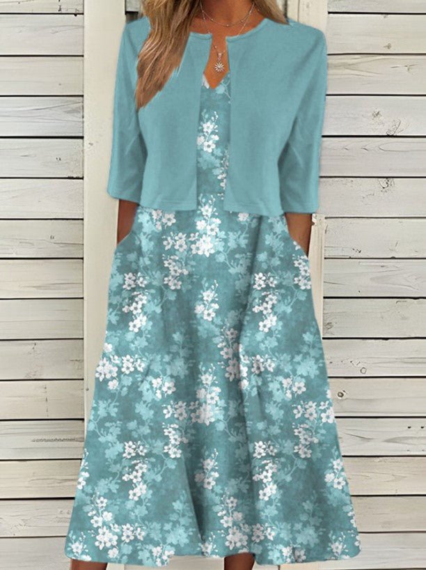 Léa - Robe Fleurie Midi Élégante