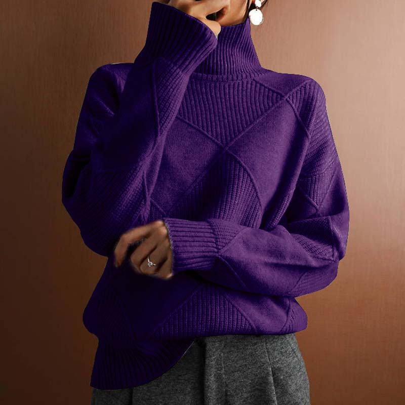 Isabelle - Pull Élégant Oversize Col Roulé