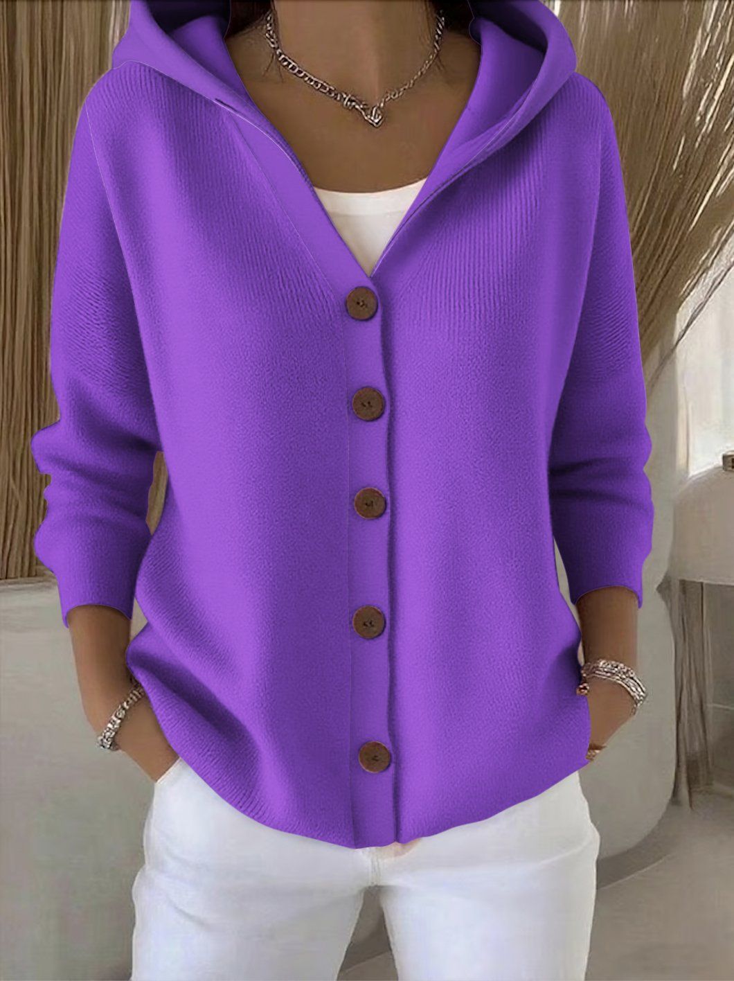Caroline - Cardigan Chic Patchwork à Capuche