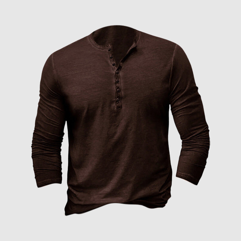 Mathieu - T-shirt Henley Manches Longues Homme