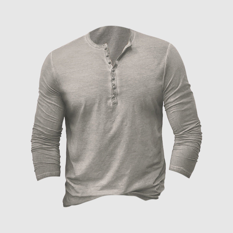 Mathieu - T-shirt Henley Manches Longues Homme