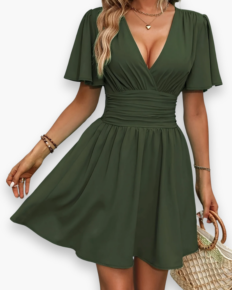 Robe fluide courte drapée chic pour femme | Souple et flatteuse