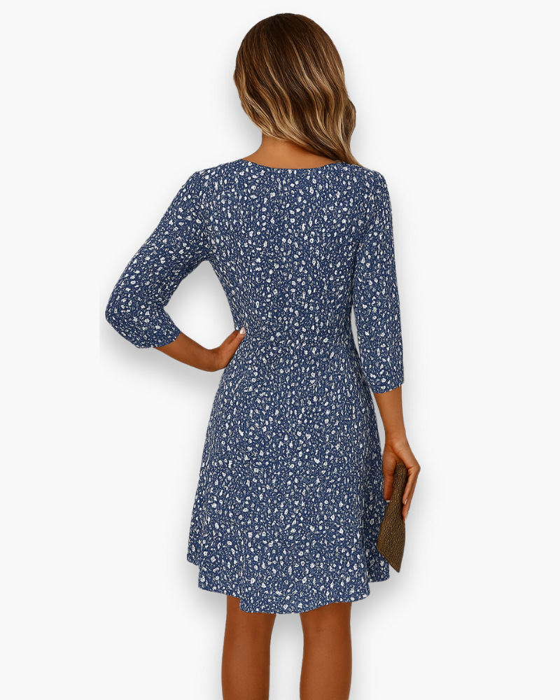 Robe portefeuille courte à motifs pour femme | Ajustée et flatteuse