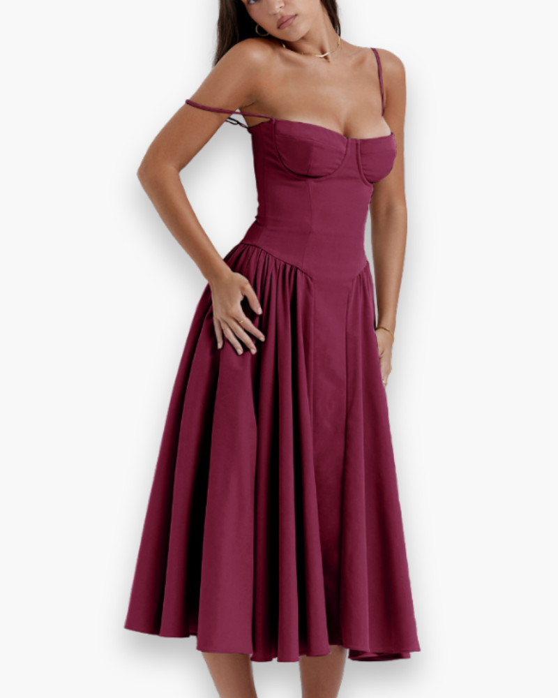 Robe bustier midi évasée pour femme | Chic et confortable