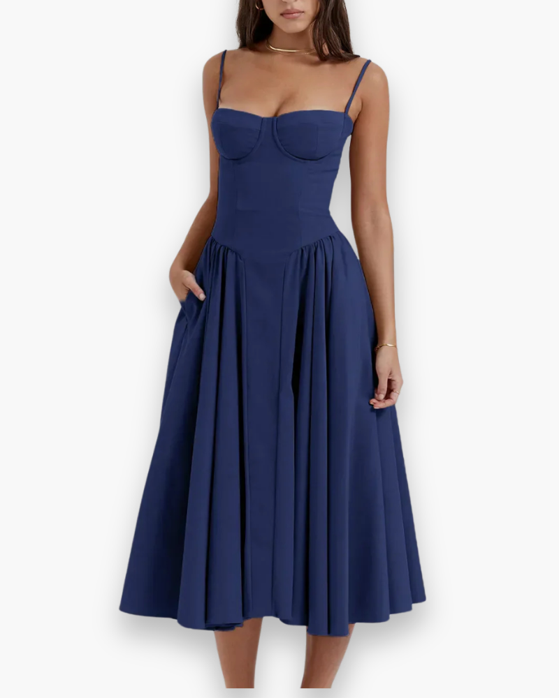 Robe bustier midi évasée pour femme | Chic et confortable