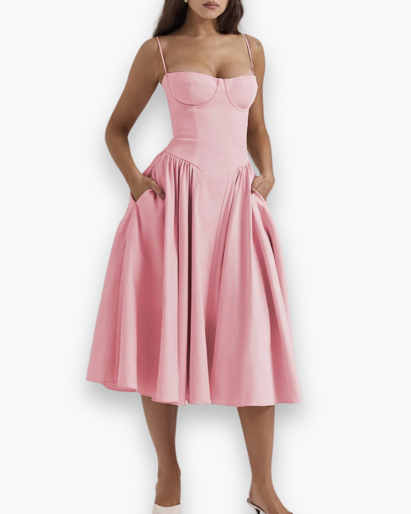 Robe bustier midi évasée pour femme | Chic et confortable
