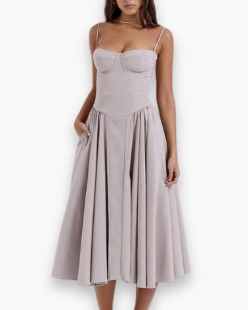 Robe bustier midi évasée pour femme | Chic et confortable