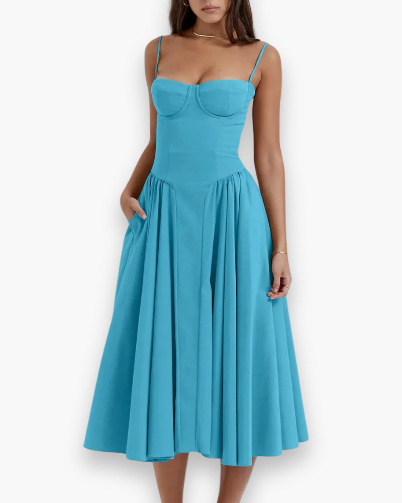 Robe bustier midi évasée pour femme | Chic et confortable