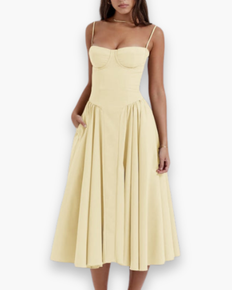 Robe bustier midi évasée pour femme | Chic et confortable