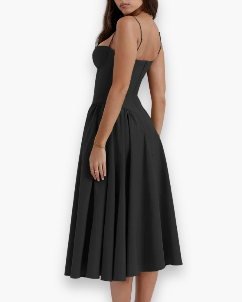 Robe bustier midi évasée pour femme | Chic et confortable