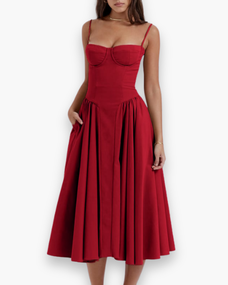 Robe bustier midi évasée pour femme | Chic et confortable