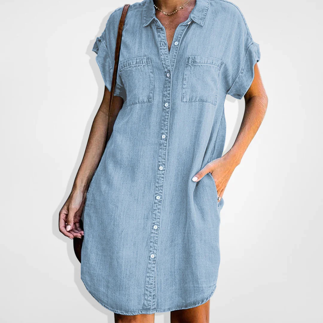 Ysaline - Robe En Denim Avec Fermeture Boutonnée Et Style Décontracté