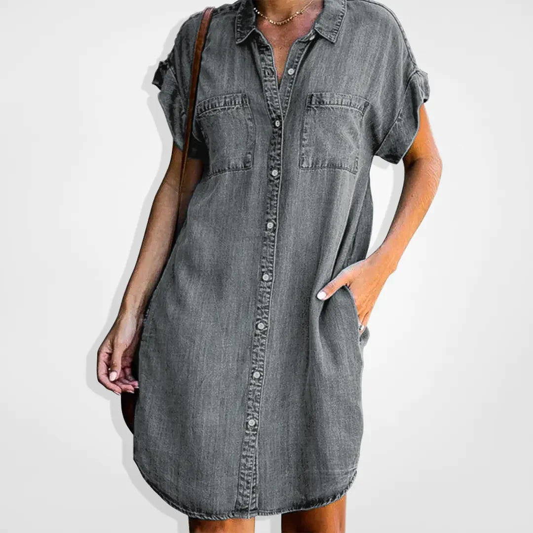 Ysaline - Robe En Denim Avec Fermeture Boutonnée Et Style Décontracté
