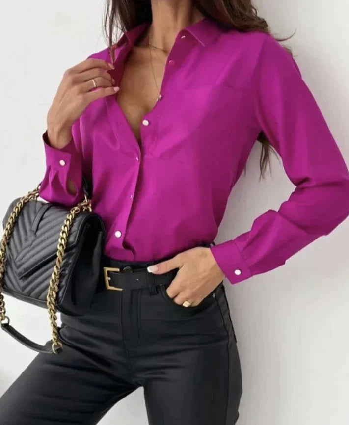 Blouse Femme En Satin Manches Longues - Mathilde