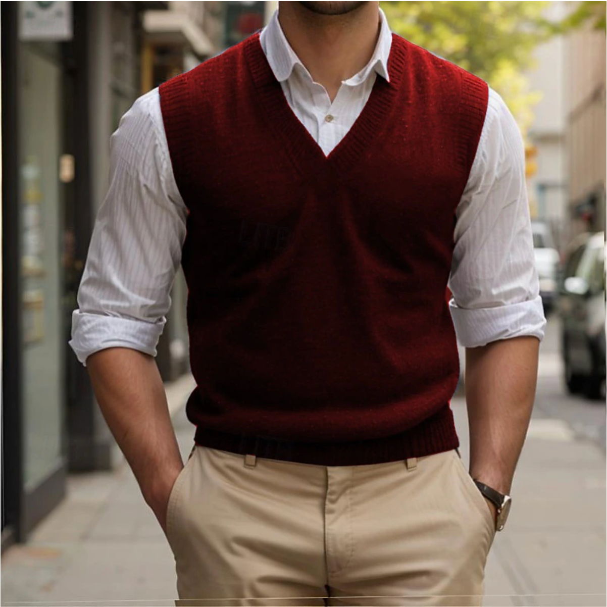 Maxime - Débardeur Vintage Col V Sans Manches Rétro Homme